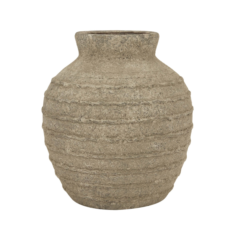 Grey ceramic vase from Tuscan collection, minimalist matte finish, 26cm tall, versatile home decor centerpiece by Sostter at brixbailey.com