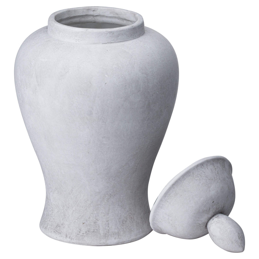 Handcrafted Darcy stone ginger jar in natural ceramic, 32cm tall with elegant floral-ready neck and textured finish (124 chars) by Sostter at brixbailey.com