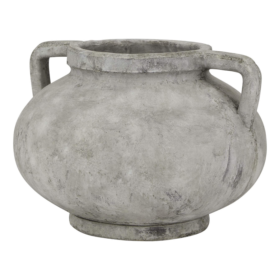 White ceramic Athena Stone Pelike pot, 27cm tall, with elegant curves for floral arrangements in modern or rustic decor. by Sostter at brixbailey.com