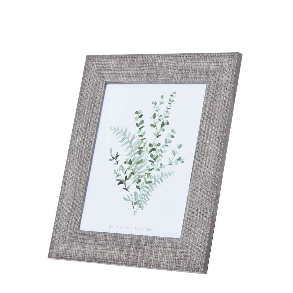 Handwoven grey-washed wood photo frame, 8x10, with intricate texture for coastal or farmhouse decor by Sostter at brixbailey.com