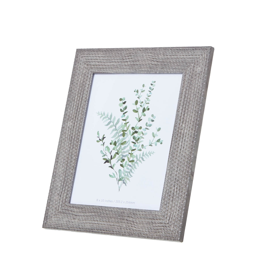 Handwoven grey-washed wood photo frame, 8x10, with intricate texture for coastal or farmhouse decor by Sostter at brixbailey.com