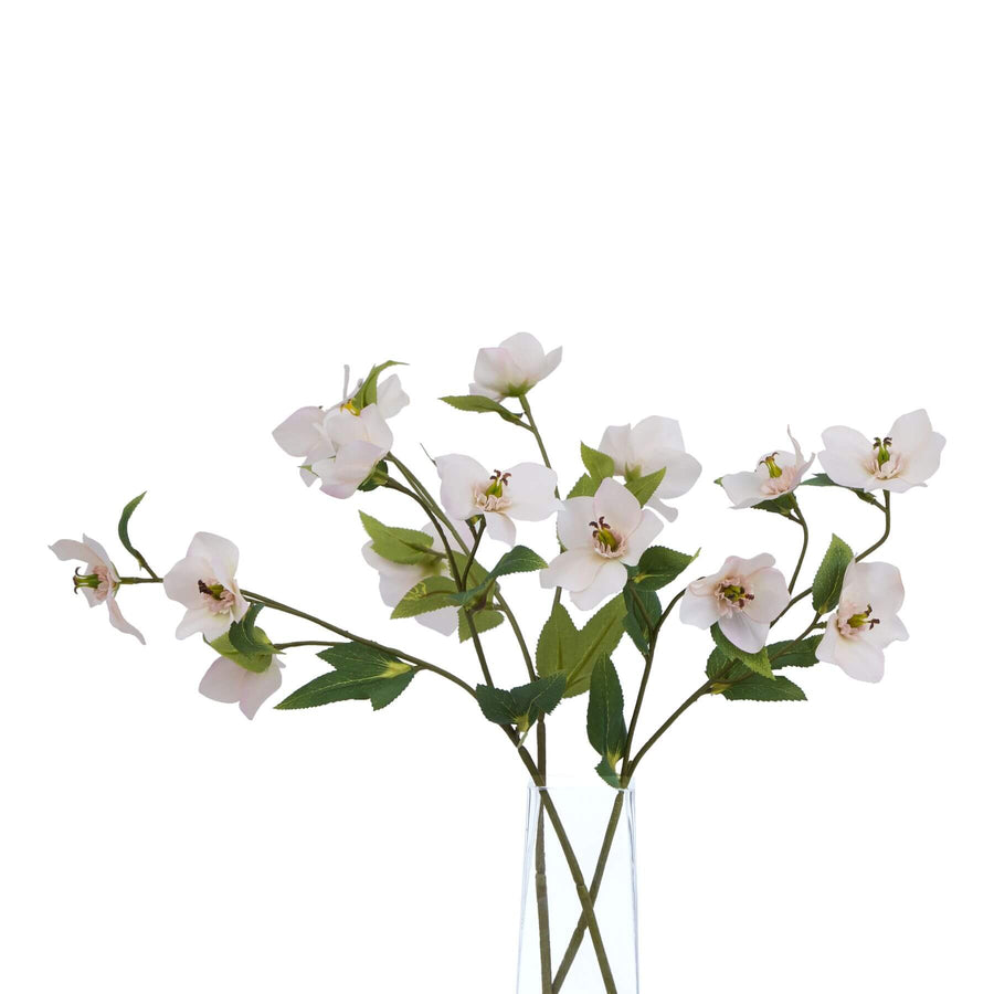 Lifelike apricot hellebore stem, 47cm artificial flower with ruffled petals for timeless floral decor by Sostter at brixbailey.com