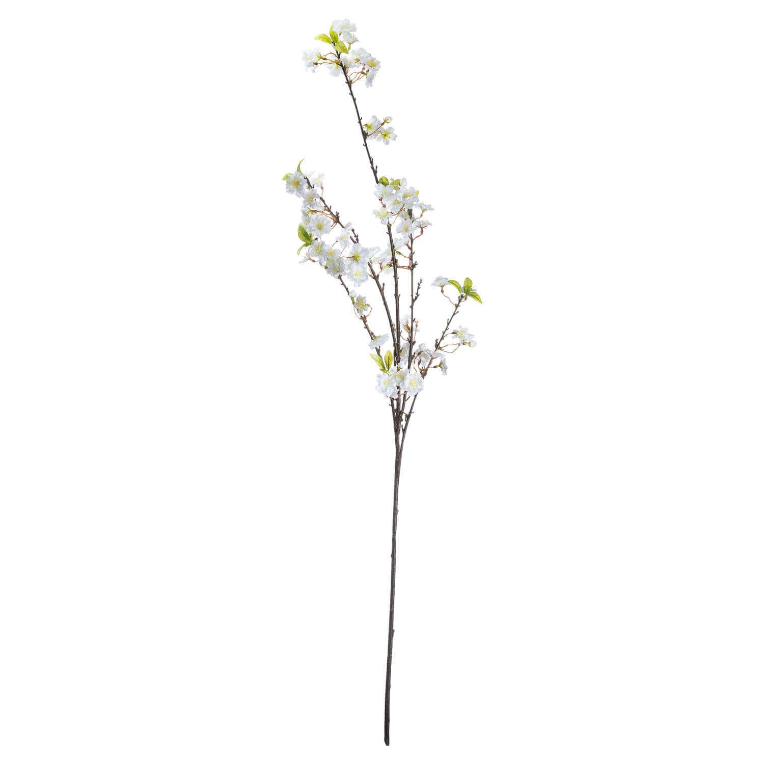 White cherry blossom floral spray with burgundy accents, lifelike petals on 48-inch stems for home decor by Sostter at brixbailey.com