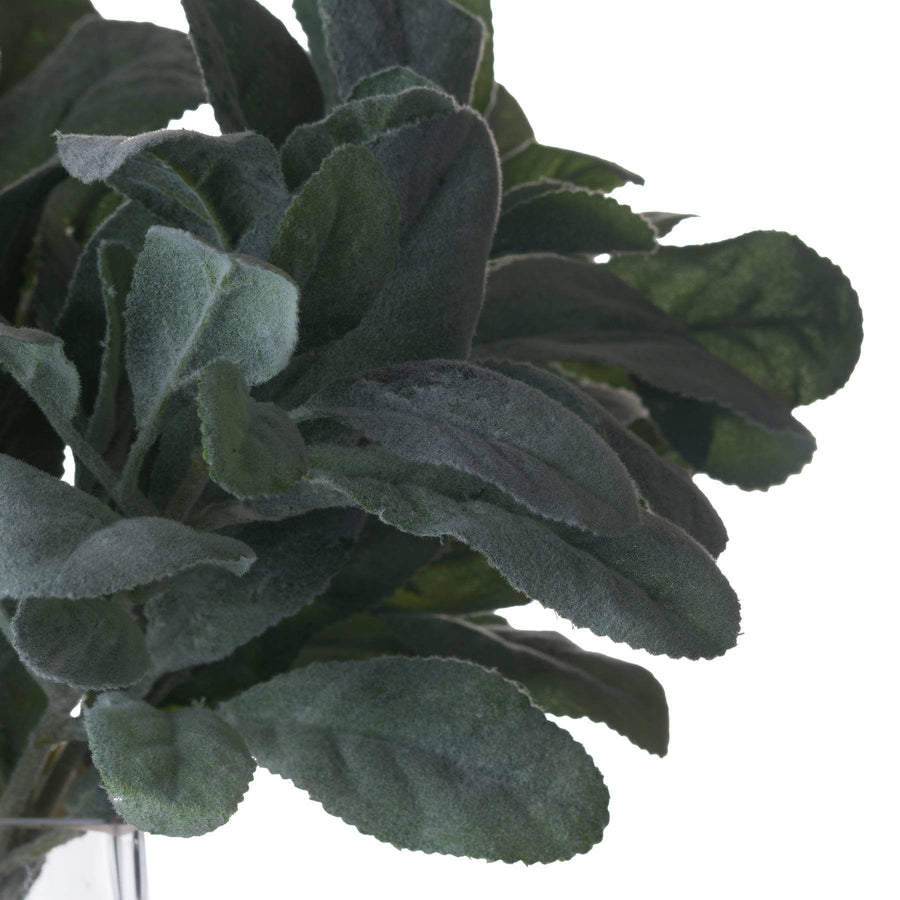Lifelike sage green artificial foliage stem with velvety leaves for home decor, 35cm tall, bendable wire stems by Sostter at brixbailey.com