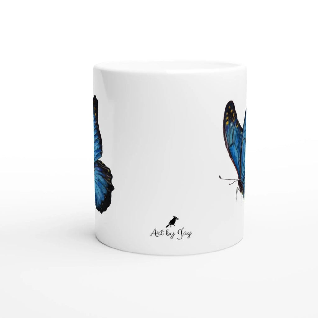 Blue Butterfly Mug – 11oz Ceramic Wildlife Coffee Cup