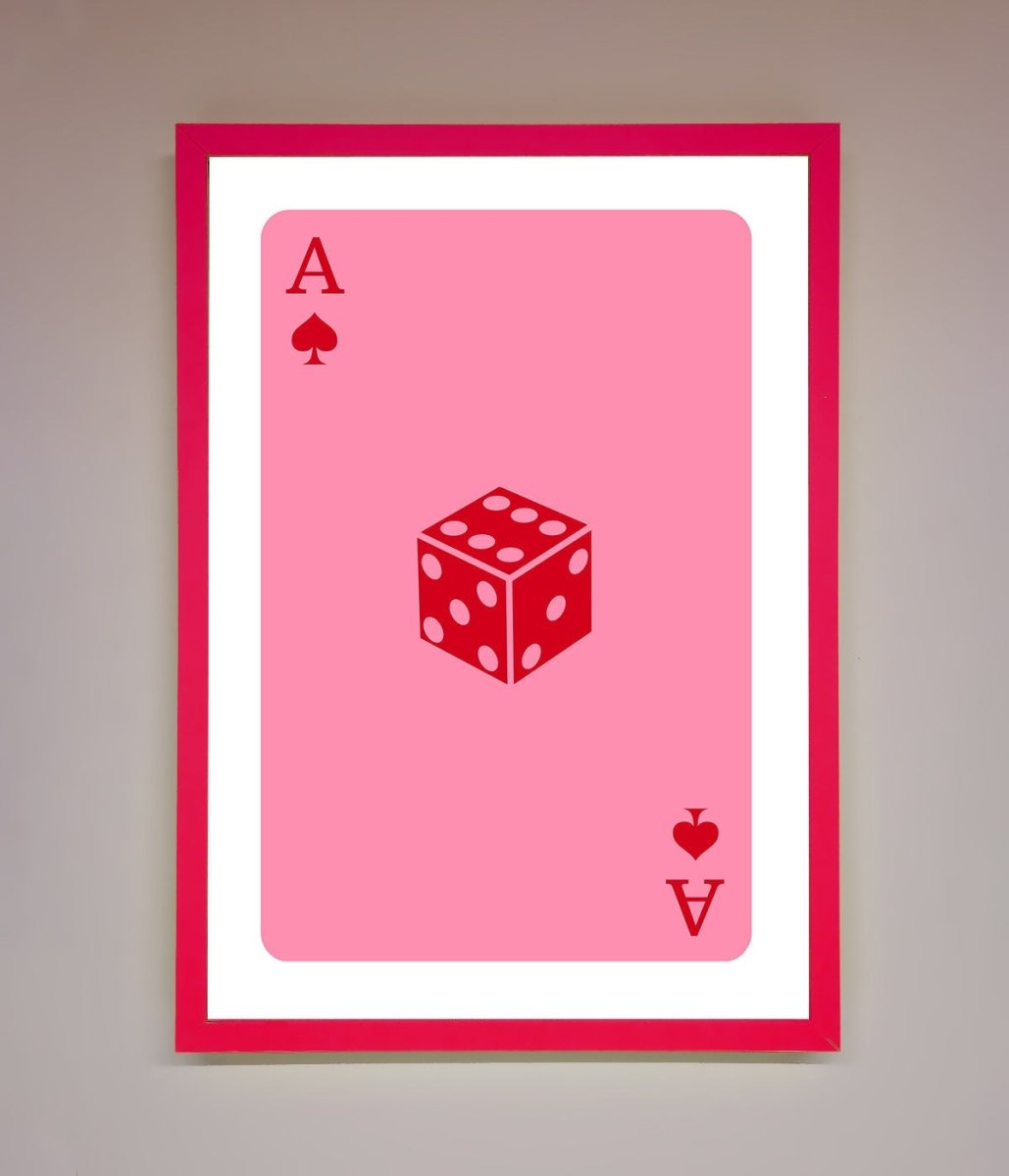 Ace Of Spades Poker Pink Framed Wall Art