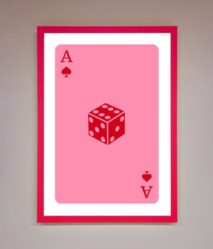 Ace Of Spades Poker Pink Framed Wall Art