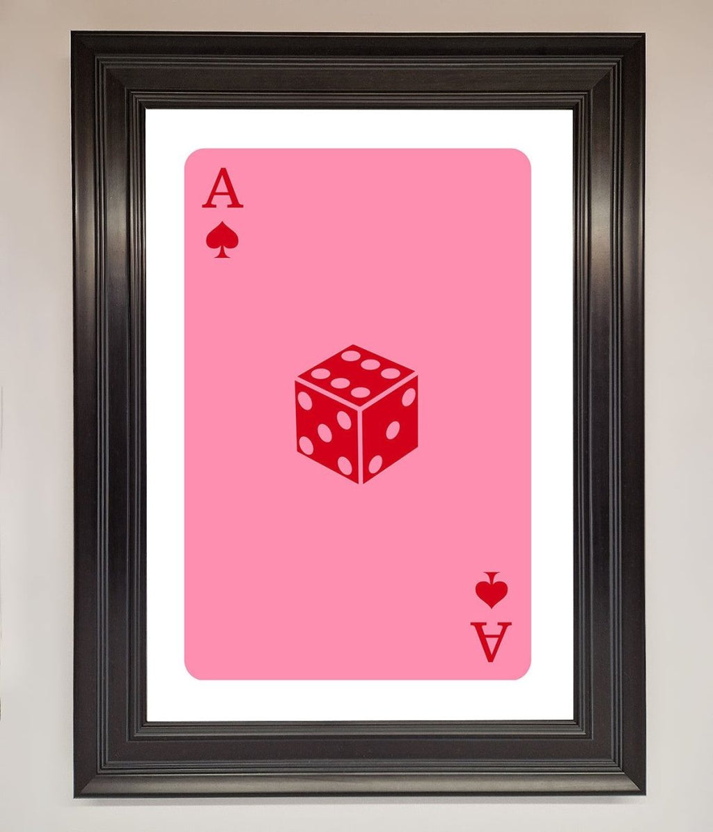Ace Of Spades Poker Pink Framed Wall Art