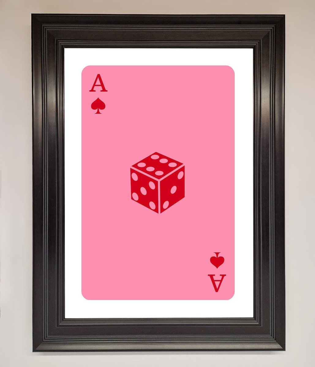Ace Of Spades Poker Pink Framed Wall Art