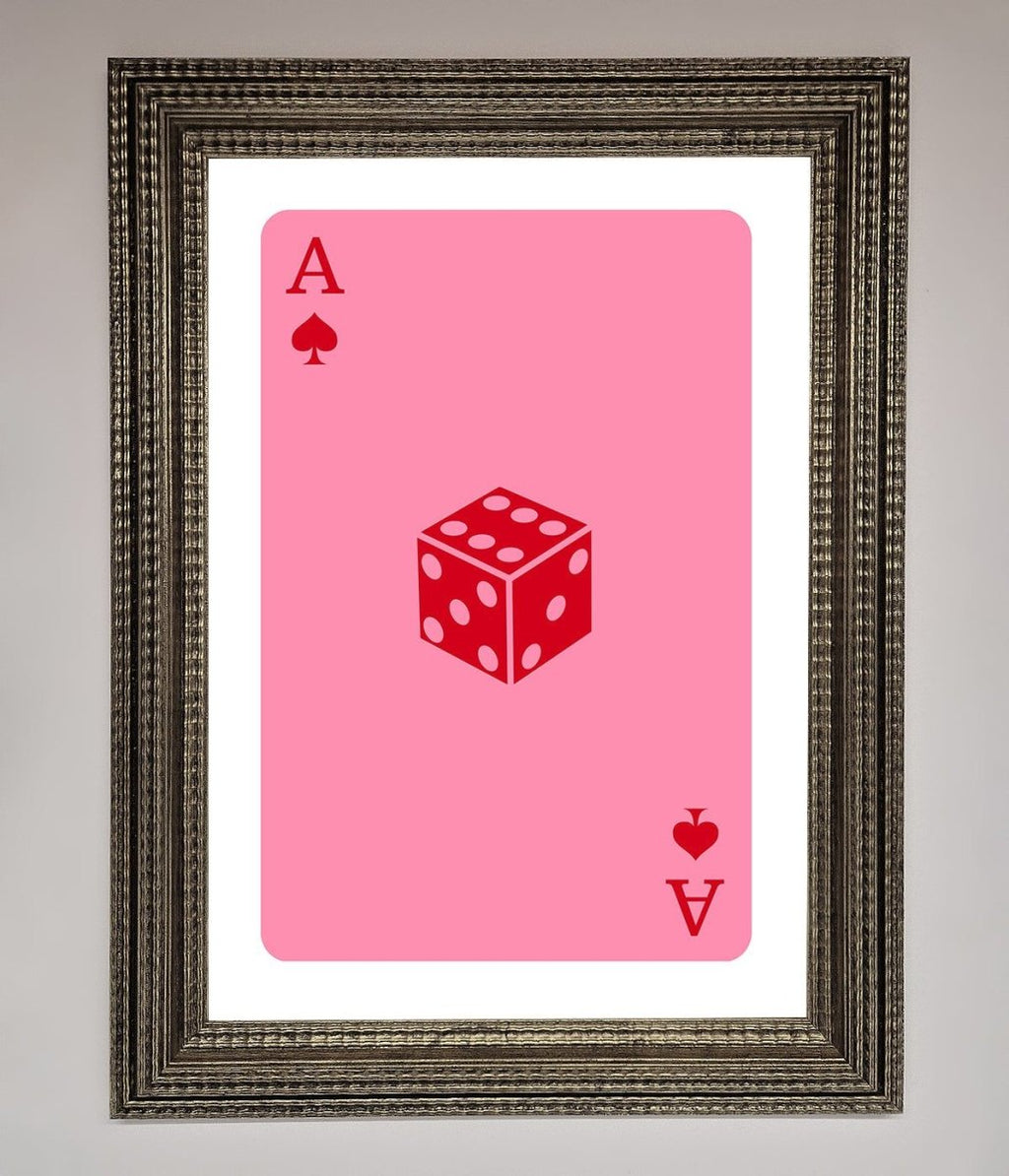 Ace Of Spades Poker Pink Framed Wall Art