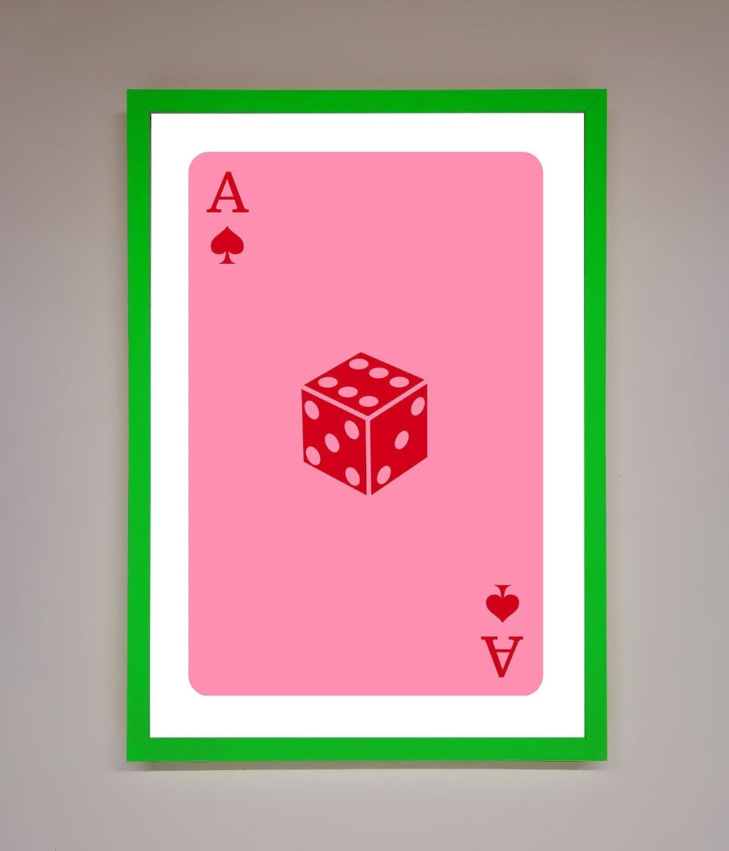 Ace Of Spades Poker Pink Framed Wall Art