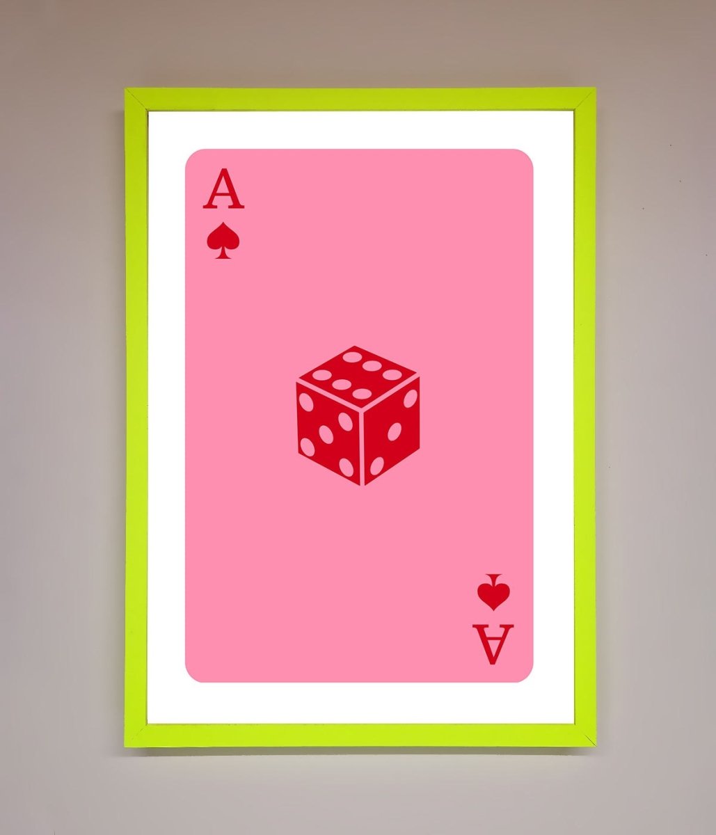 Ace Of Spades Poker Pink Framed Wall Art