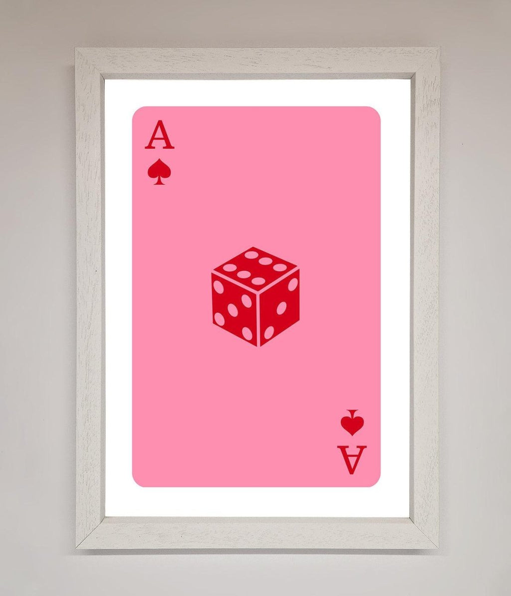 Ace Of Spades Poker Pink Framed Wall Art