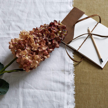 Lifelike burgundy plastic hydrangea floral arrangement, 88cm tall, for elegant home decor by Sostter at brixbailey.com