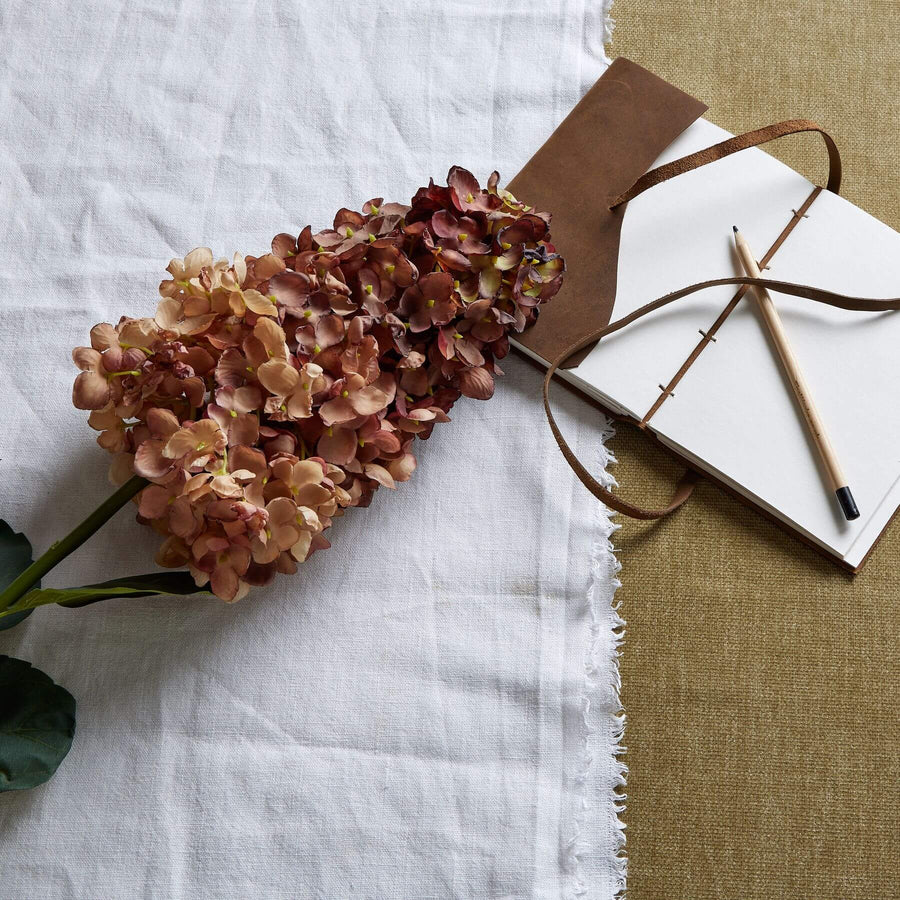 Lifelike burgundy plastic hydrangea floral arrangement, 88cm tall, for elegant home decor by Sostter at brixbailey.com