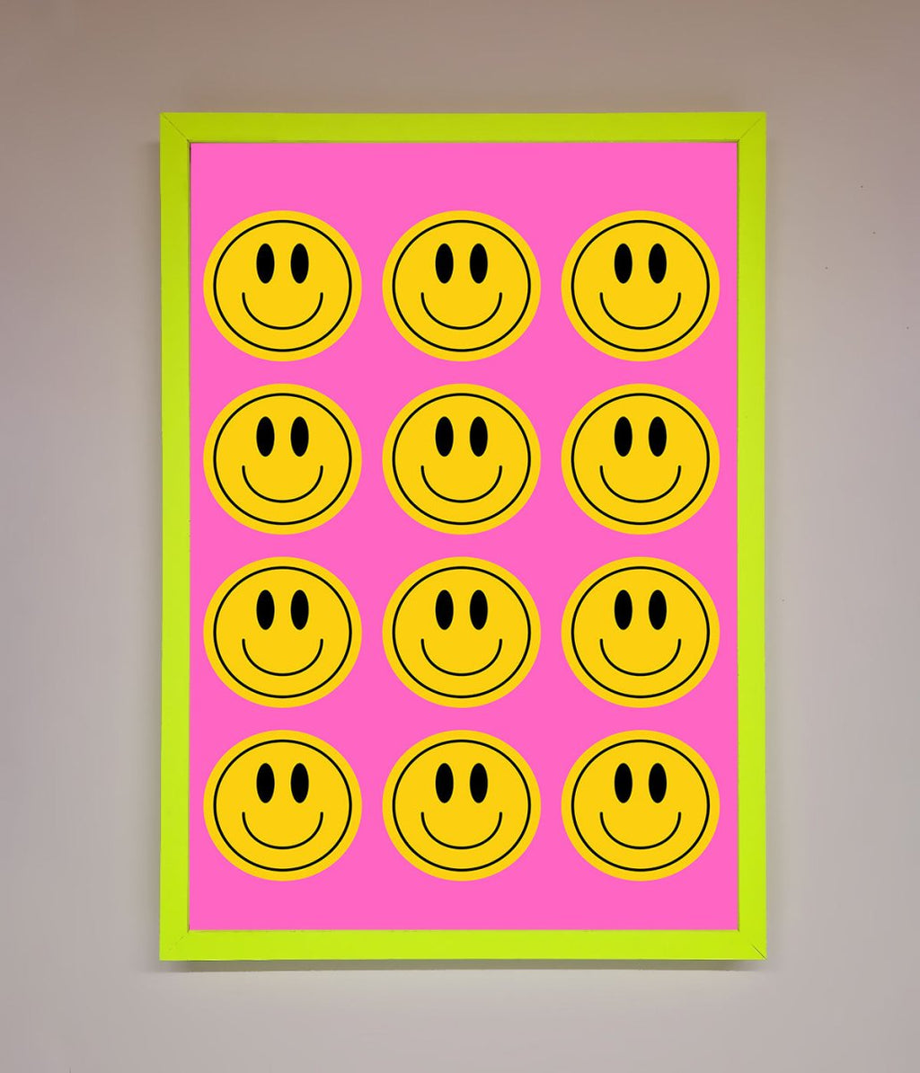 Acid Smile Faces Framed Poster