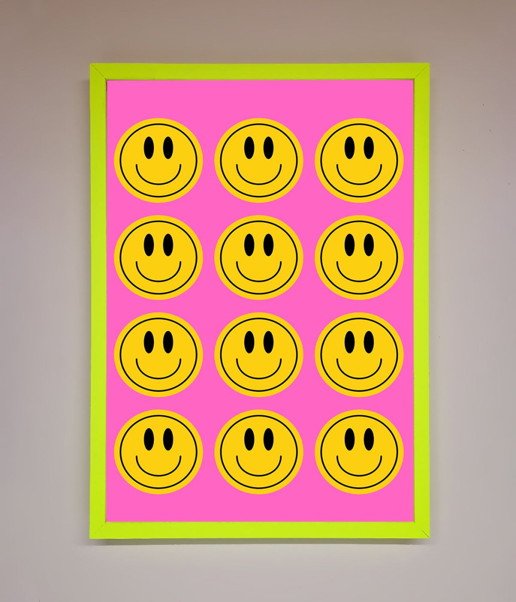 Acid Smile Faces Framed Poster