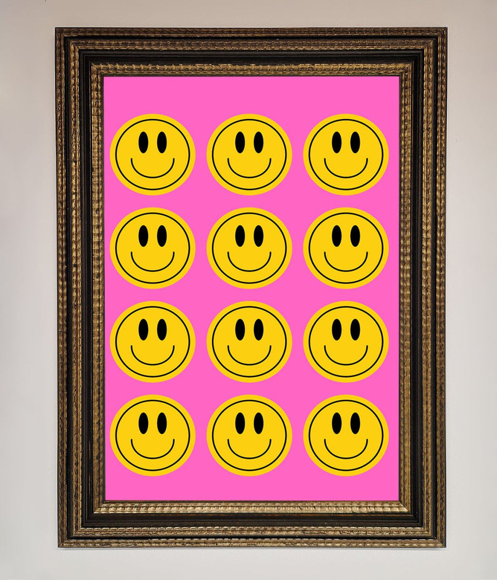 Acid Smile Faces Framed Poster