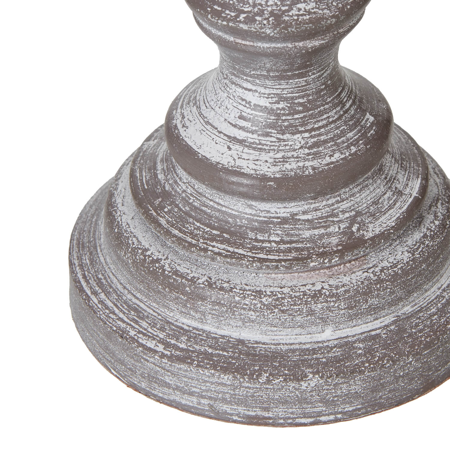 Weathered gray Nola Urn Table Lamp with white linen shade, solid wood base, and classic farmhouse-modern design  by Sostter at brixbailey.com