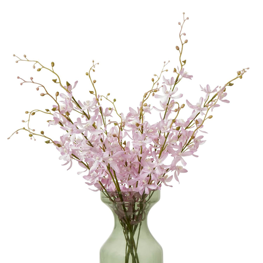 Lifelike lilac faux orchid spray with lavender blooms, 95cm tall, premium plastic for lasting elegance by Sostter at brixbailey.com