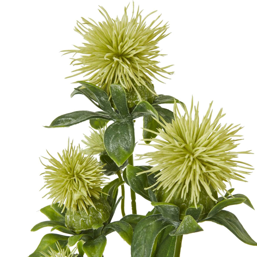 Vibrant yellow safflower spray with green foliage, lifelike artificial floral arrangement for home decor, 57 cm tall by Sostter at brixbailey.com