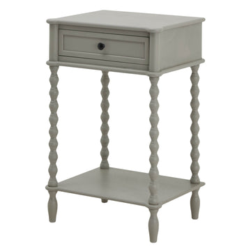 Minimalist Camden side table in sophisticated grey, solid wood with sleek drawer, perfect for modern or classic decor. by Sostter at brixbailey.com