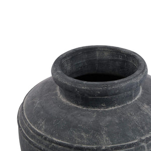 Large matte grey ceramic water pot with rustic Mediterranean design, ideal for floral arrangements, 39cm height.by sostter at brixbailey.com