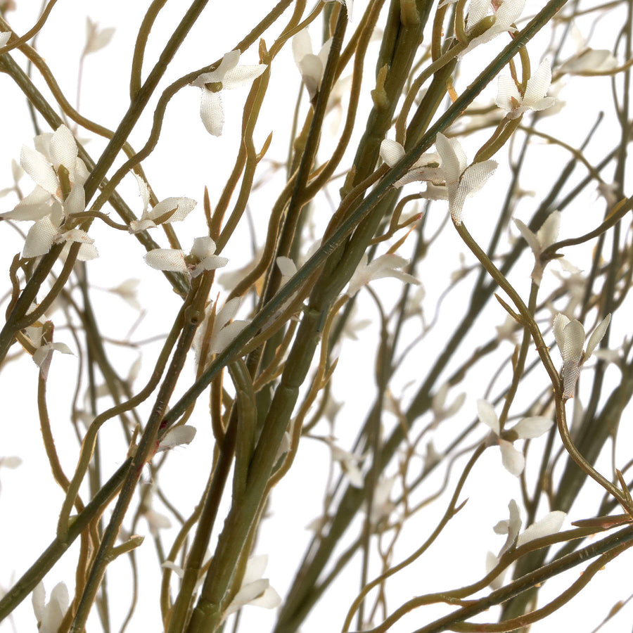 White willow spray with lifelike catkins, 112cm tall, pure white plastic stems for elegant winter home decor by Sostter at brixbailey.com