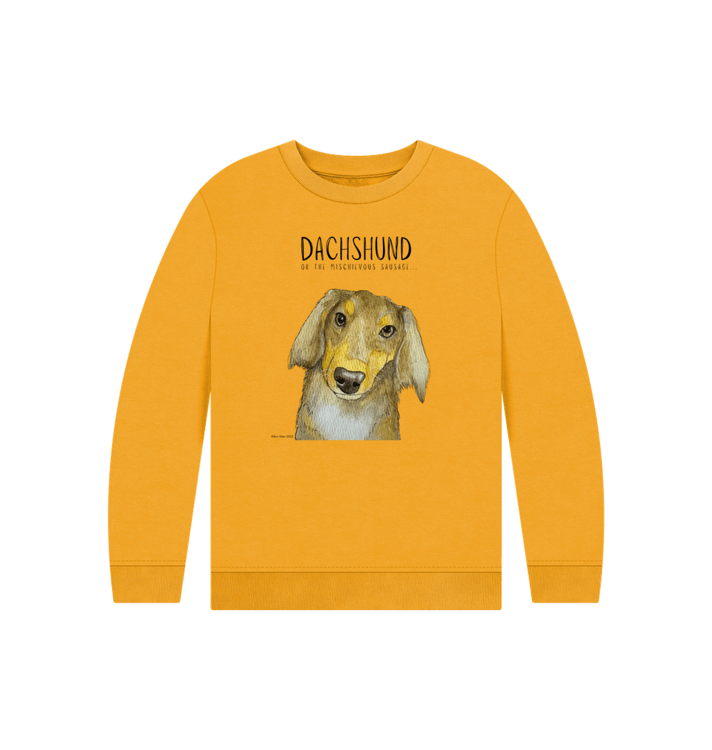 Snuggly Long Haired Sausage Dog Kids' Sweatshirt – Ethically Made Cuteness!