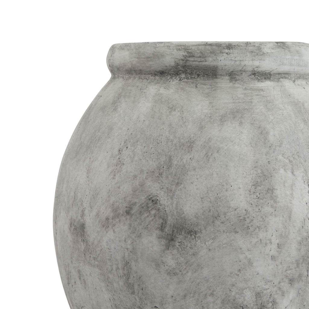 White ceramic jar planter with clean lines and rim detailing, 31cm tall, Mediterranean-inspired design for home decor.by Sostter at brixbailey.com