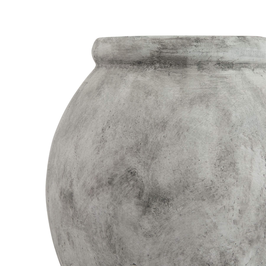 White ceramic jar planter with clean lines and rim detailing, 31cm tall, Mediterranean-inspired design for home decor.by Sostter at brixbailey.com