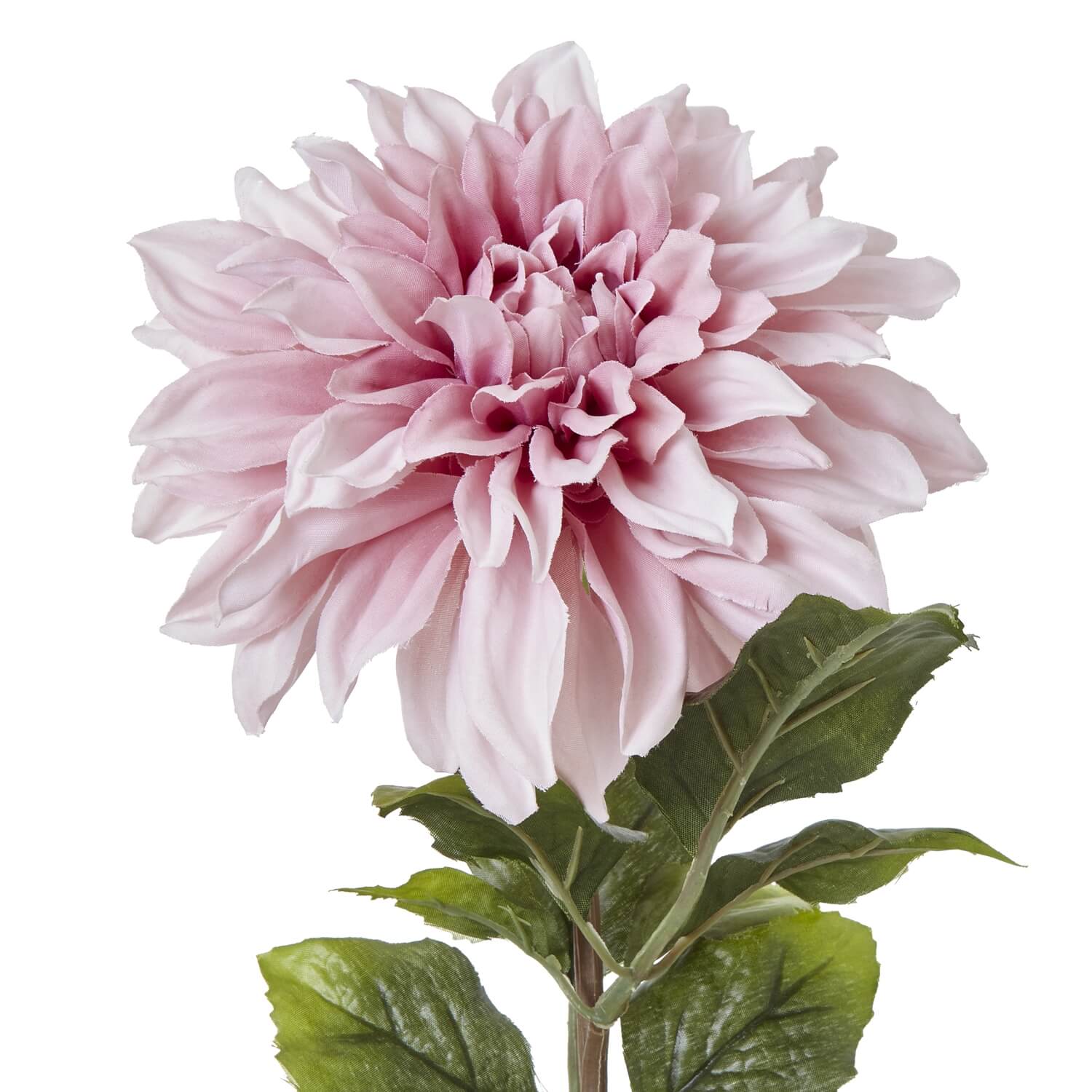 Lifelike pink dahlia artificial flower with soft petals and green foliage, 54cm tall, perfect for home decor or weddings by Sostter at brixbailey.com