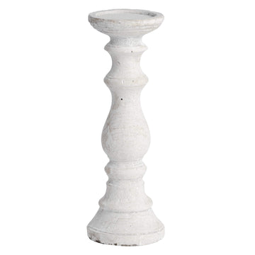 Handcrafted cream stone candle holder with organic texture, perfect for modern or traditional home decor. by Sostter at brixbailey.com