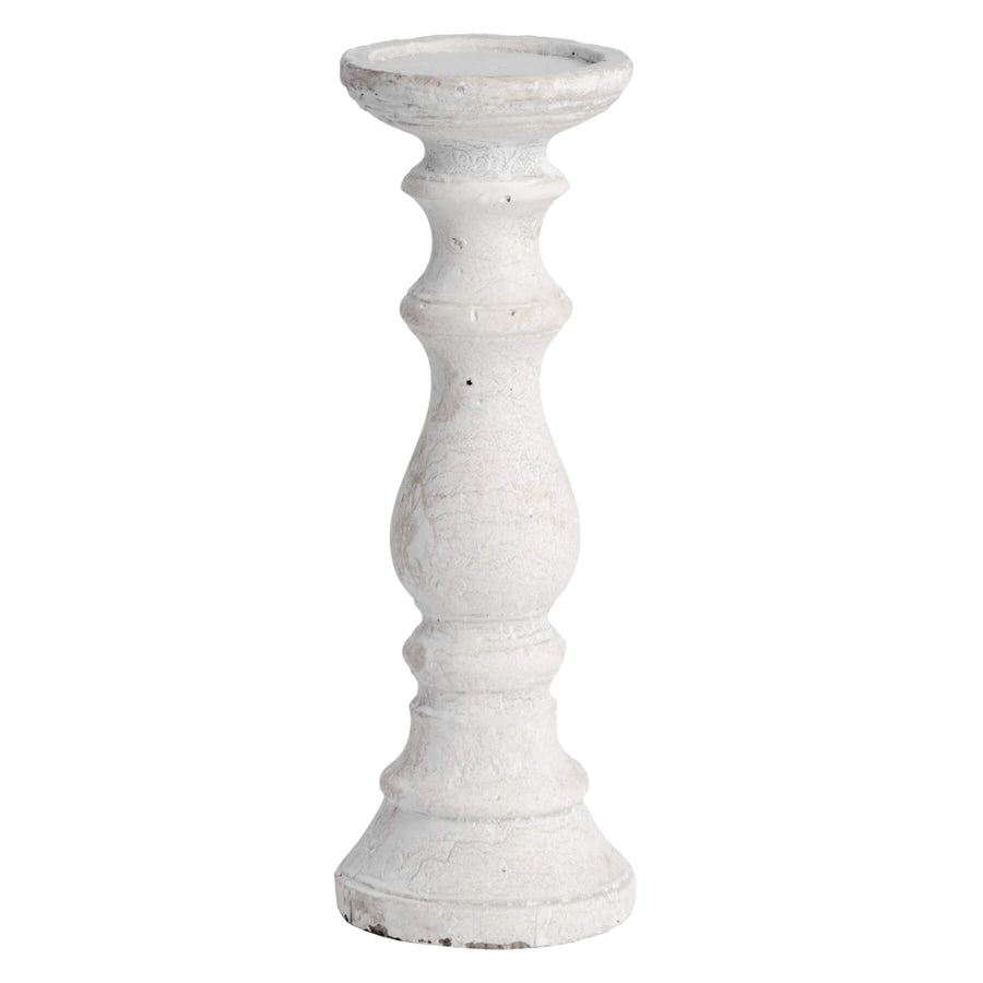 Handcrafted cream stone candle holder with organic texture, perfect for modern or traditional home decor. by Sostter at brixbailey.com