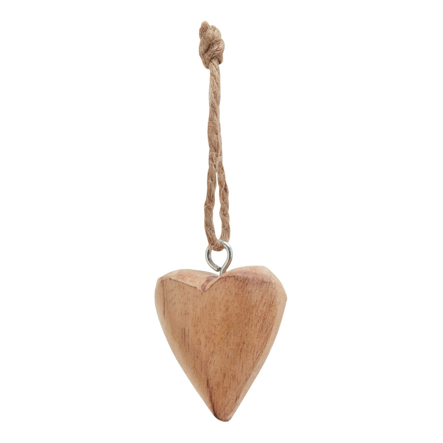 Handcrafted wooden heart ornament with distressed brown finish and natural wood grain, rustic home decor accent by Sostter at brixbailey.com