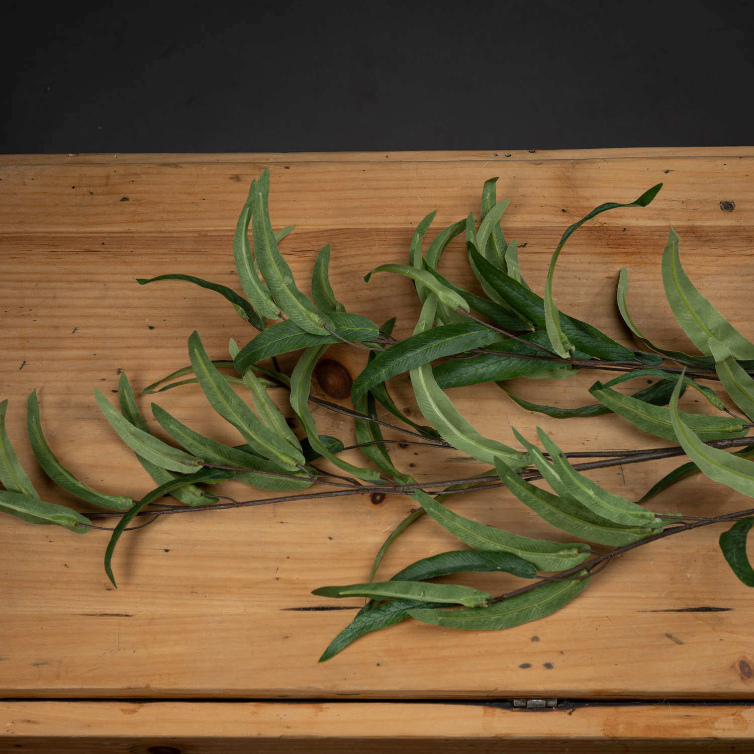 Lifelike artificial willow eucalyptus spray with dark green foliage, 50-inch stems, for home decor by Sostter at brixbailey.com