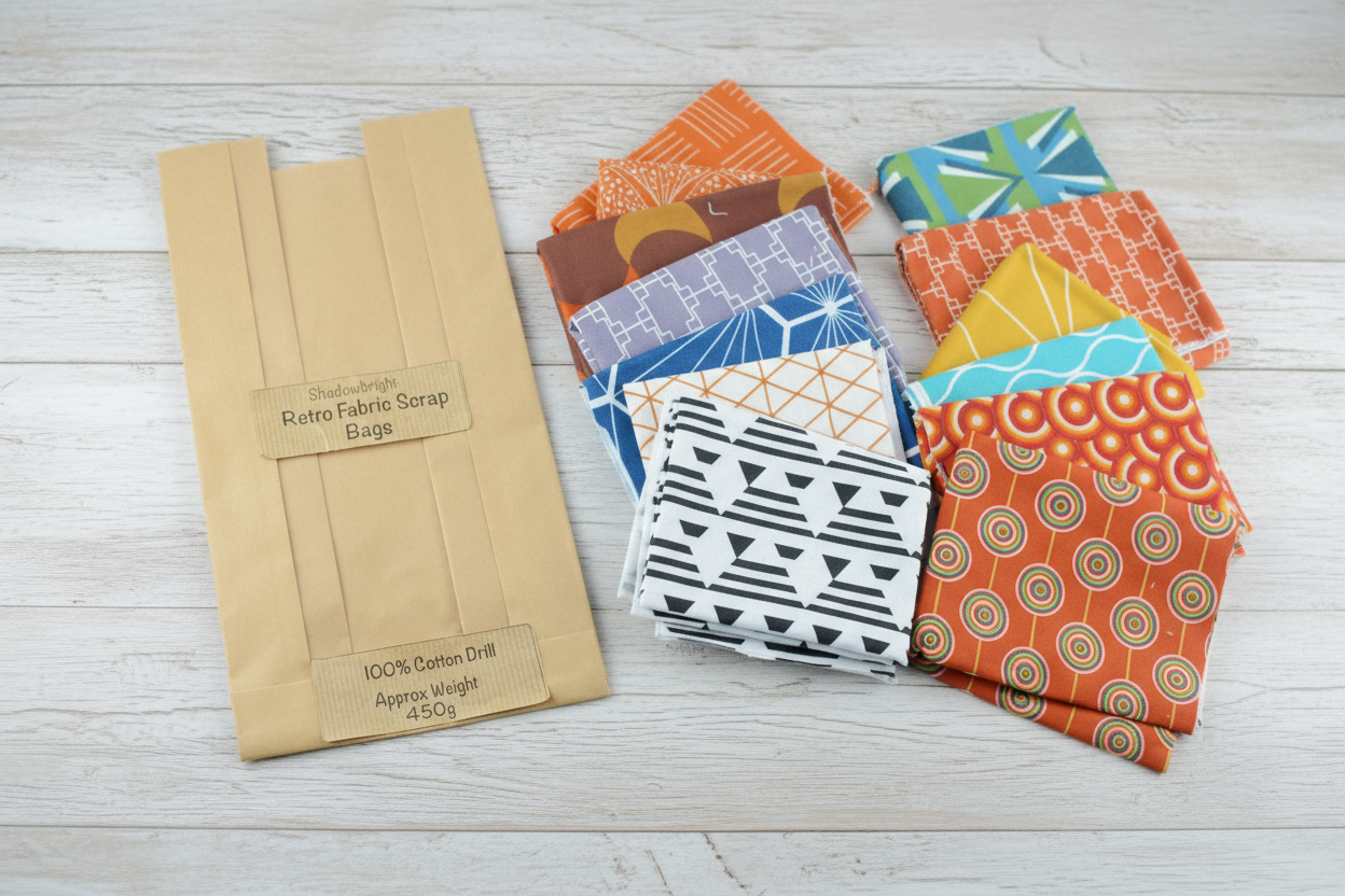 Shadowbright Fabric Scrap Bags – 450g Retro Cotton Drill Offcuts