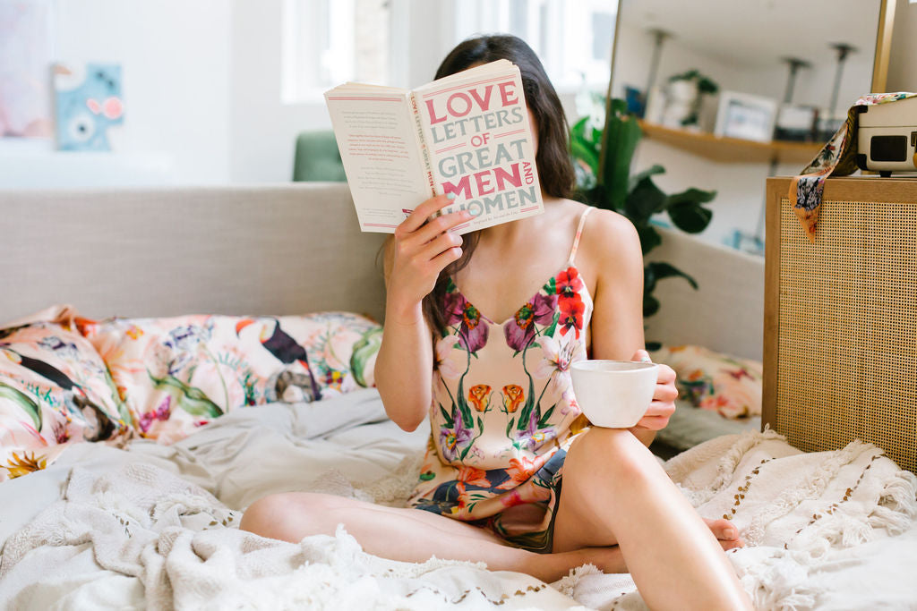 Silk Pyjama Set Cami and Shorts in Eden Tropical Meadow Print