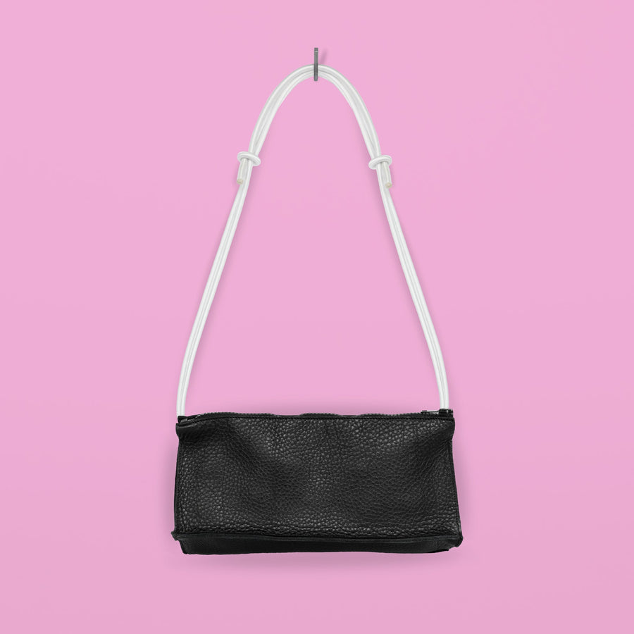 Handmade Leather Bum Bag - Black and White