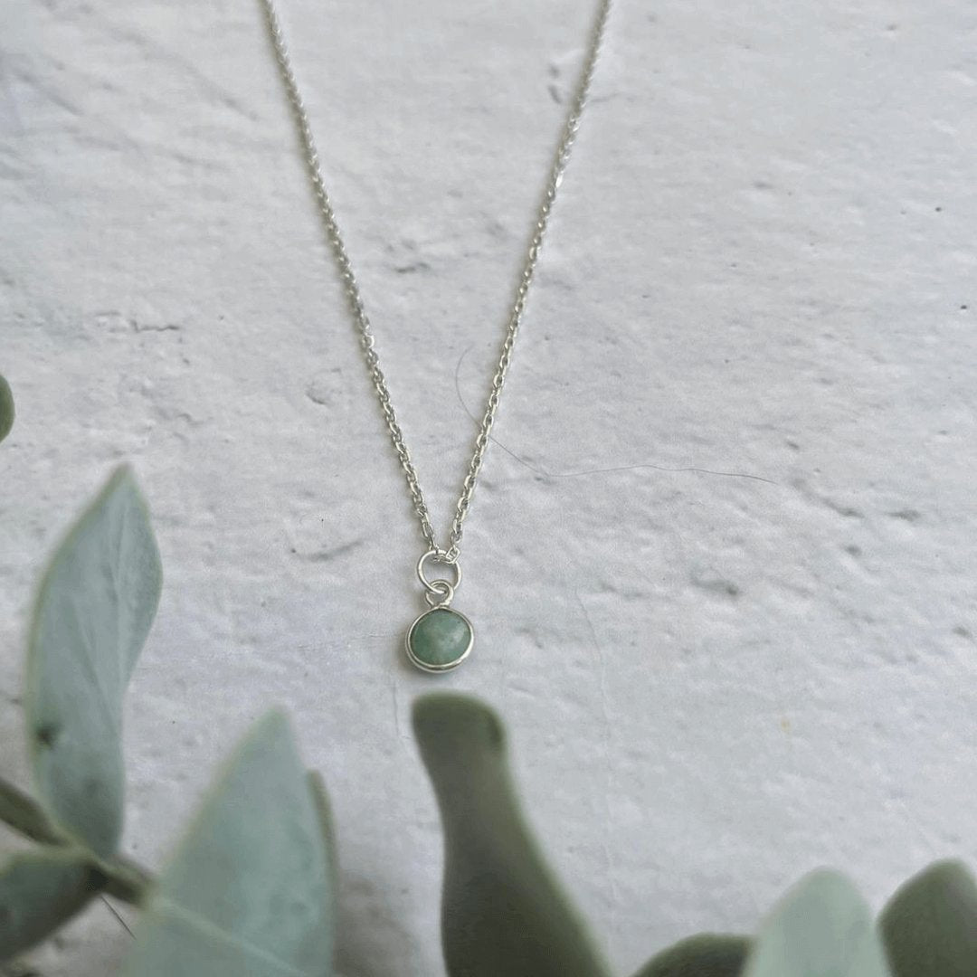 Amazonite Birthstone Necklace in Sterling Silver