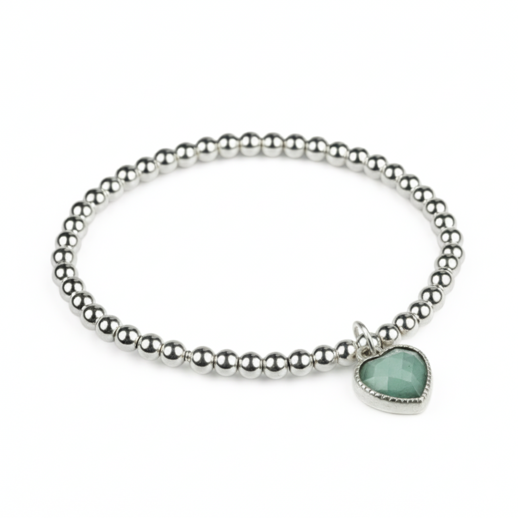 Heart Charm Bracelet in Sterling Silver and Amazonite