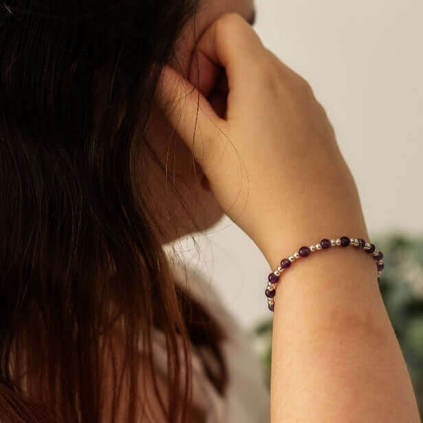 Amethyst Gemstone Bracelet in Sterling Silver or Gold Filled