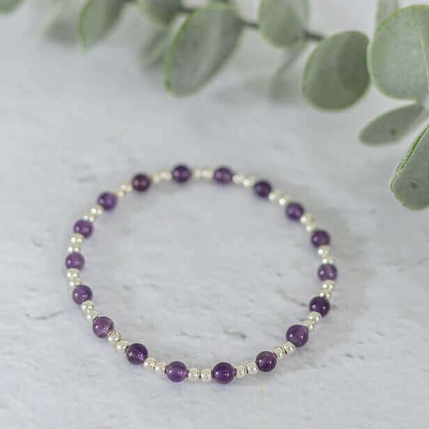 Amethyst Gemstone Bracelet in Sterling Silver or Gold Filled