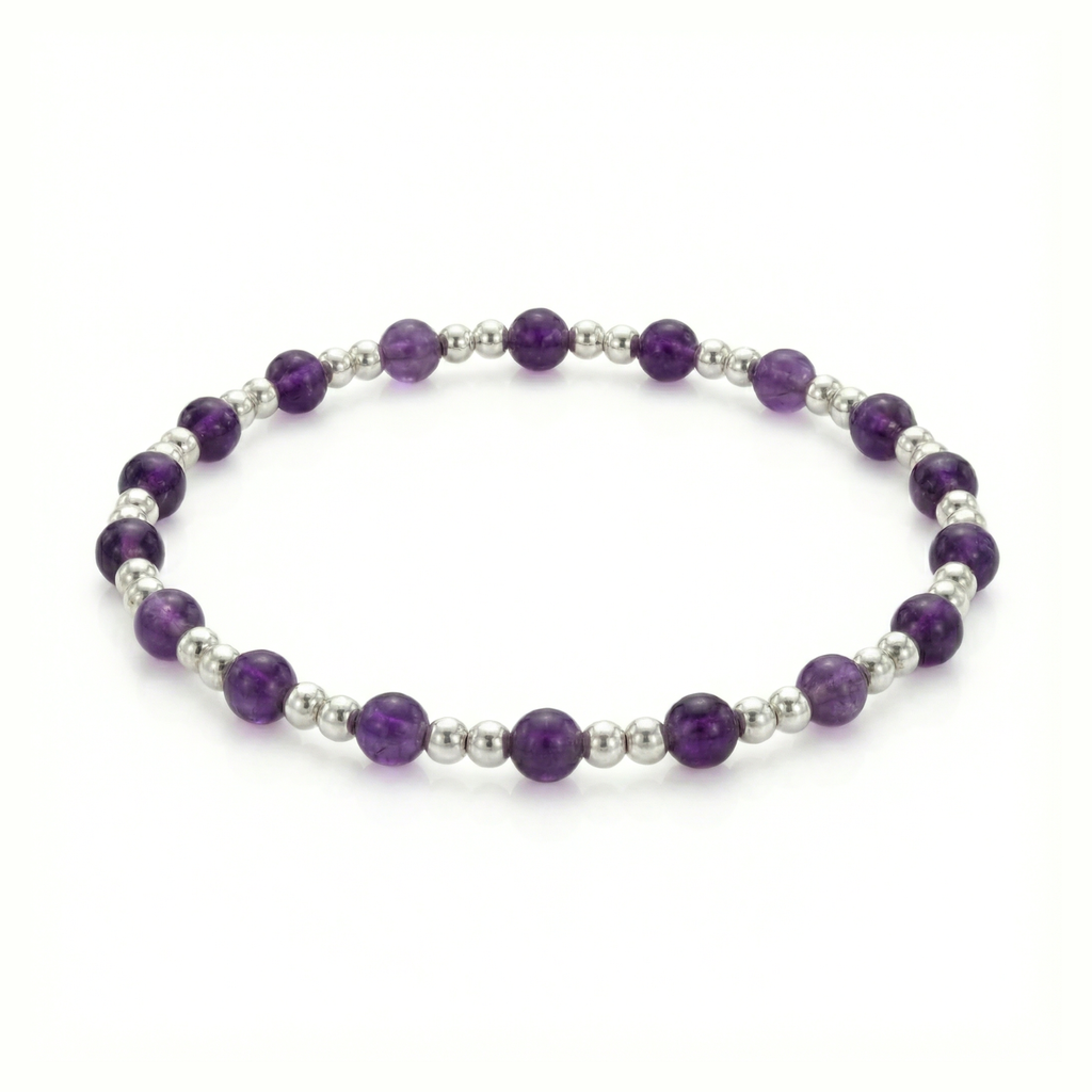 Amethyst Gemstone Bracelet in Sterling Silver or Gold Filled