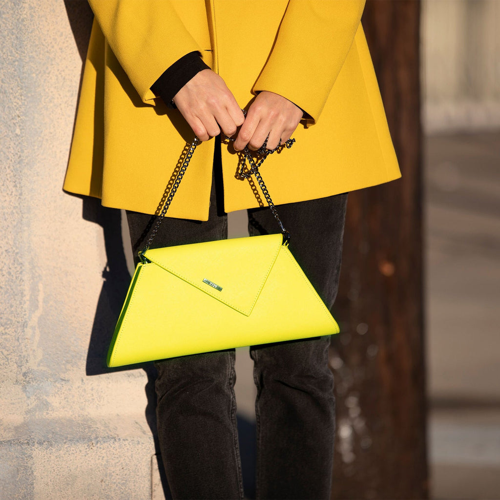 Yellow Leather Clutch Bag for Evening and Everyday Wear