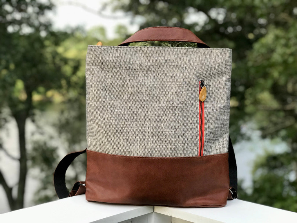 3 in 1 Canvas Tote Backpack and Crossbody Bag