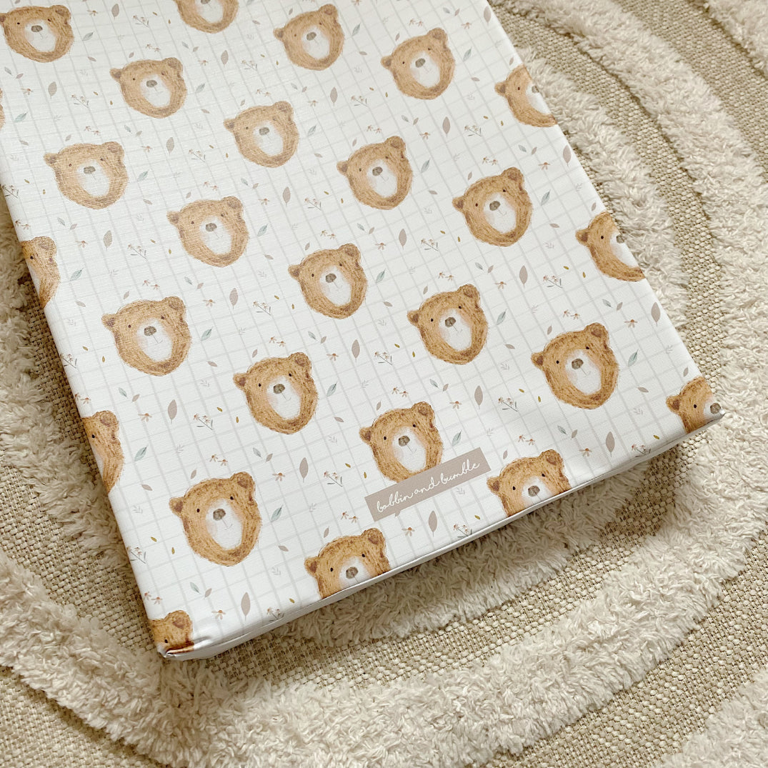 Anti-Roll Wedge Baby Changing Mat - Bru Bear Print