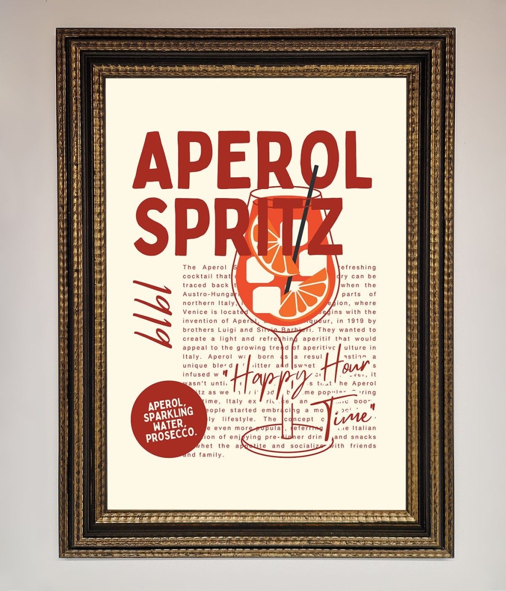 Aperol Spritz Happy Hour Cocktail Framed Wall Art