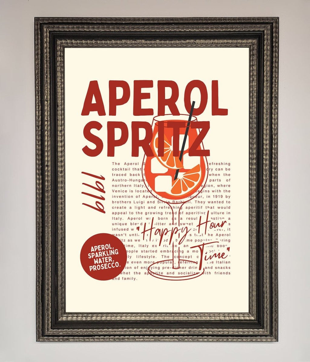 Aperol Spritz Happy Hour Cocktail Framed Wall Art