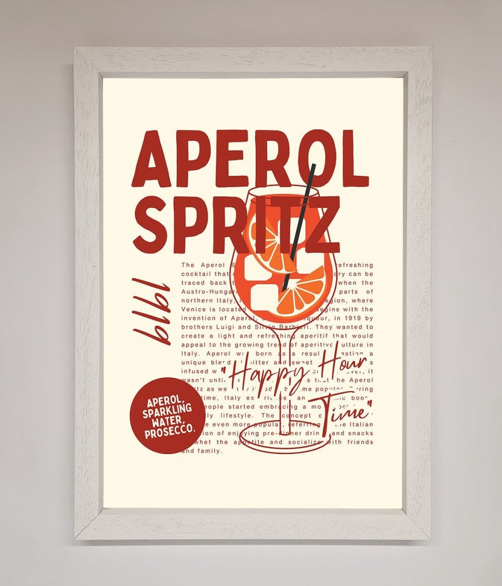 Aperol Spritz Happy Hour Cocktail Framed Wall Art